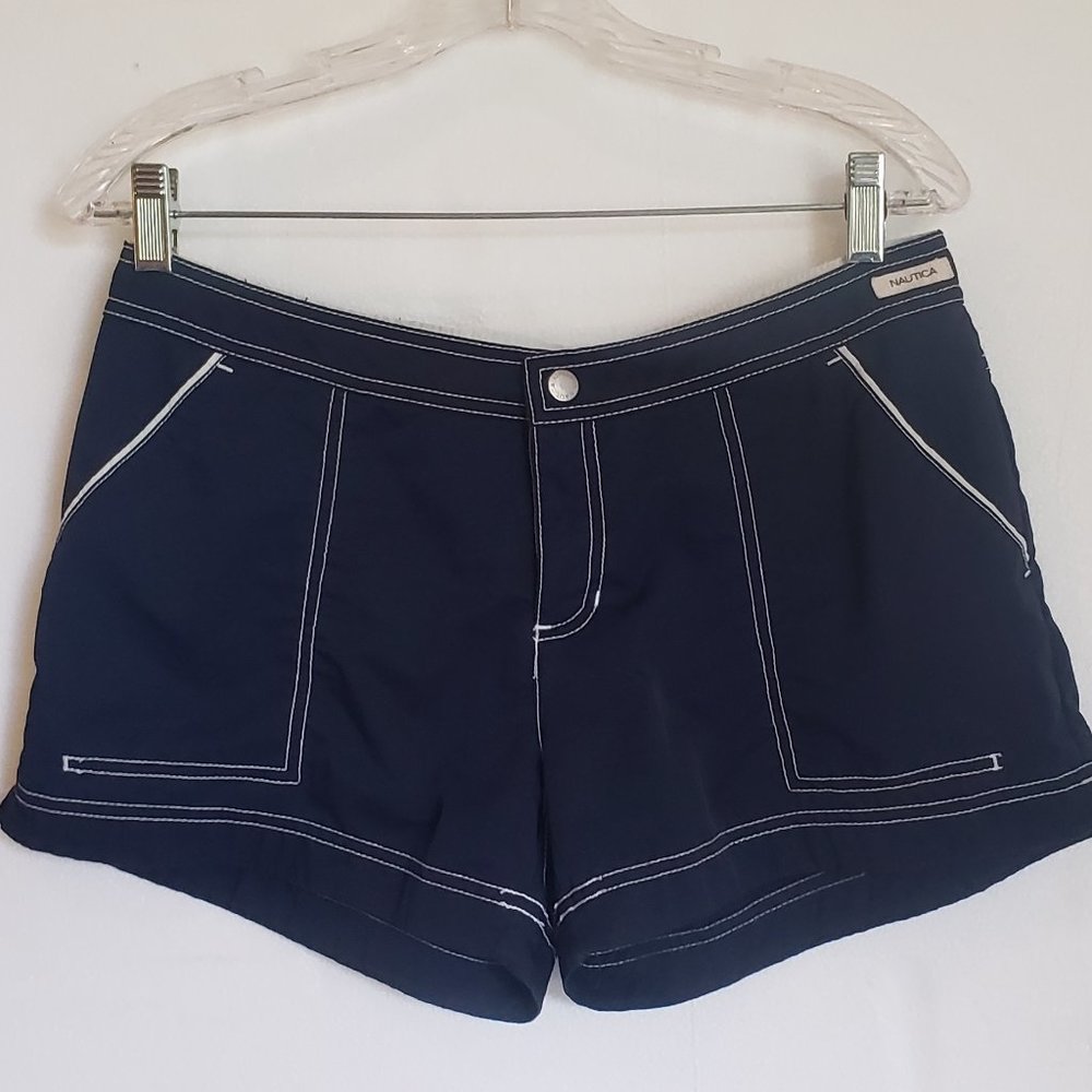 Nautica Navy blue and white Surfing Swim Board Short with pockets